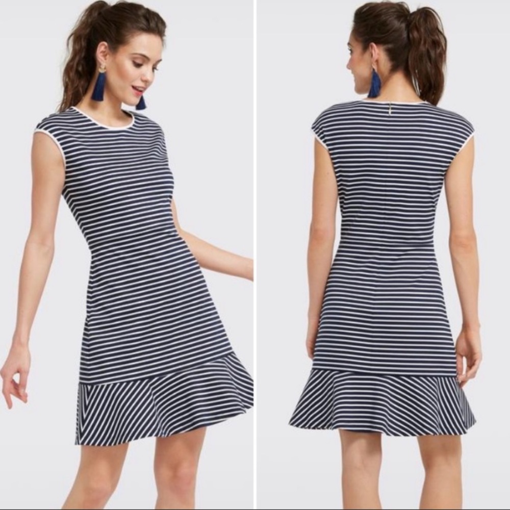 Draper James Navy & White Striped Ponte Dress